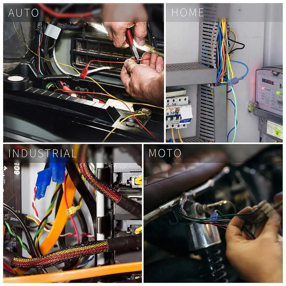 T-Tap Wire Connectors, Self-Stripping Quick Splice Electrical Wire Terminals, Insulated Male Quick Disconnect Spade Terminals