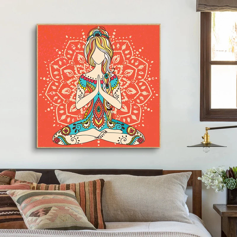 Canvas Painting Indian Buddha Meditation Posters Prints Yoga Sports