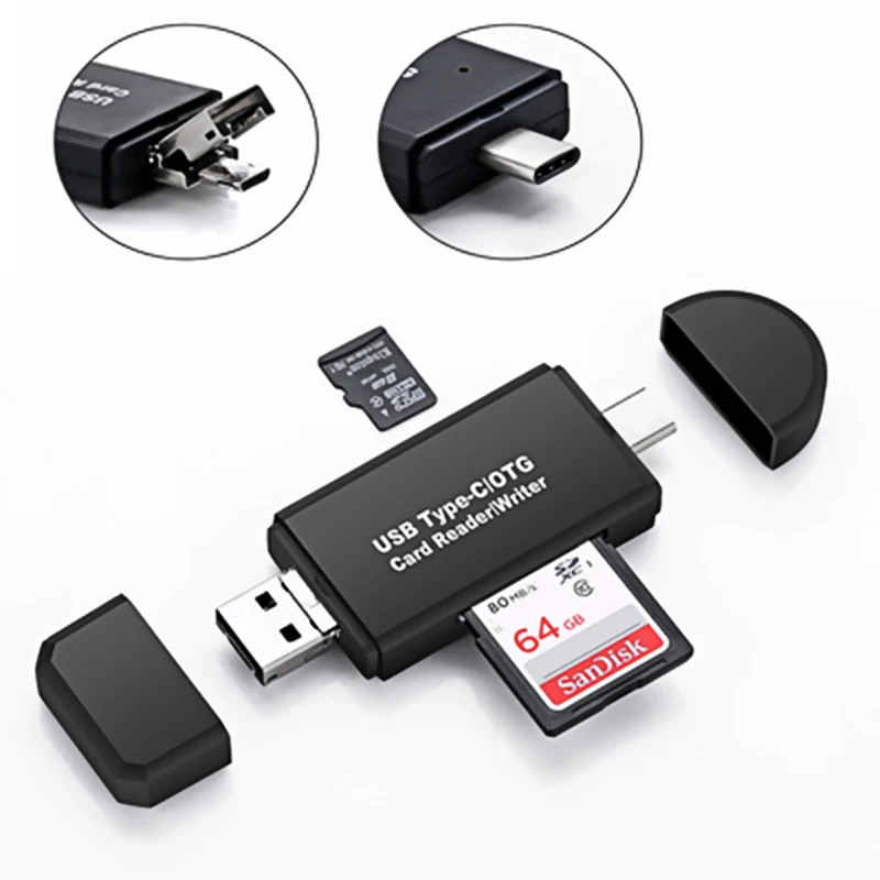 Type C и Micro USB и USB 3 в 1 OTG кард-ридер высокоскоростной USB2.0 адаптер OTG TF/SD для Android компьютера удлинители