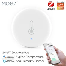 Moes Tuya Smart ZigBee 3.0 Smart Temperature And Humidity Sensor Battery Powered Security With Tuya Smart Life App Alexa