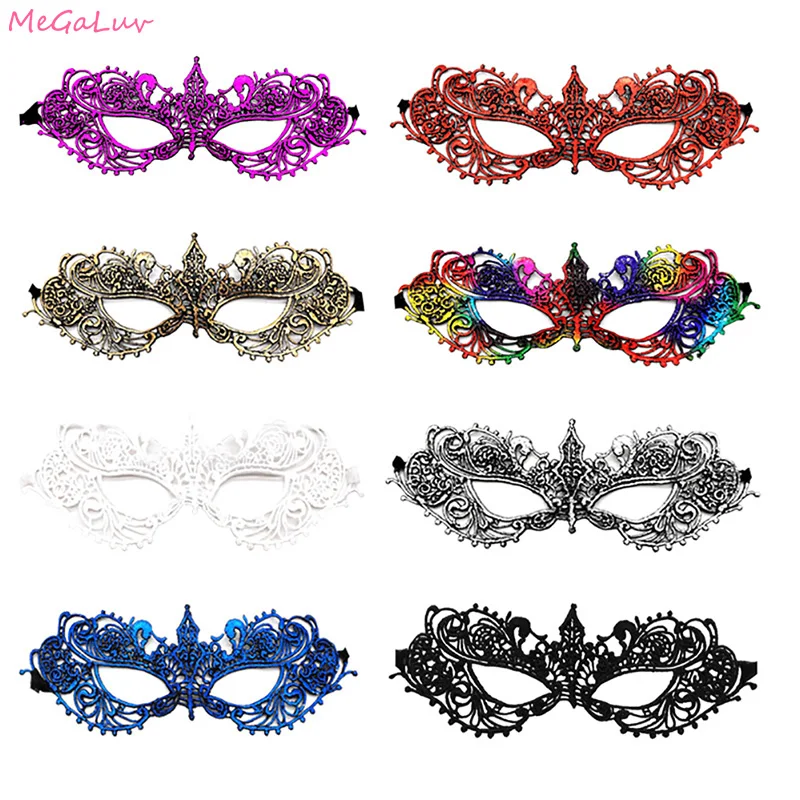 

Colorful Masquerade Bronzing Lace Mask Soft Hot Sexy Erotic Ball Mask for Women Lady Bachelorette Hen Night Party Decoration