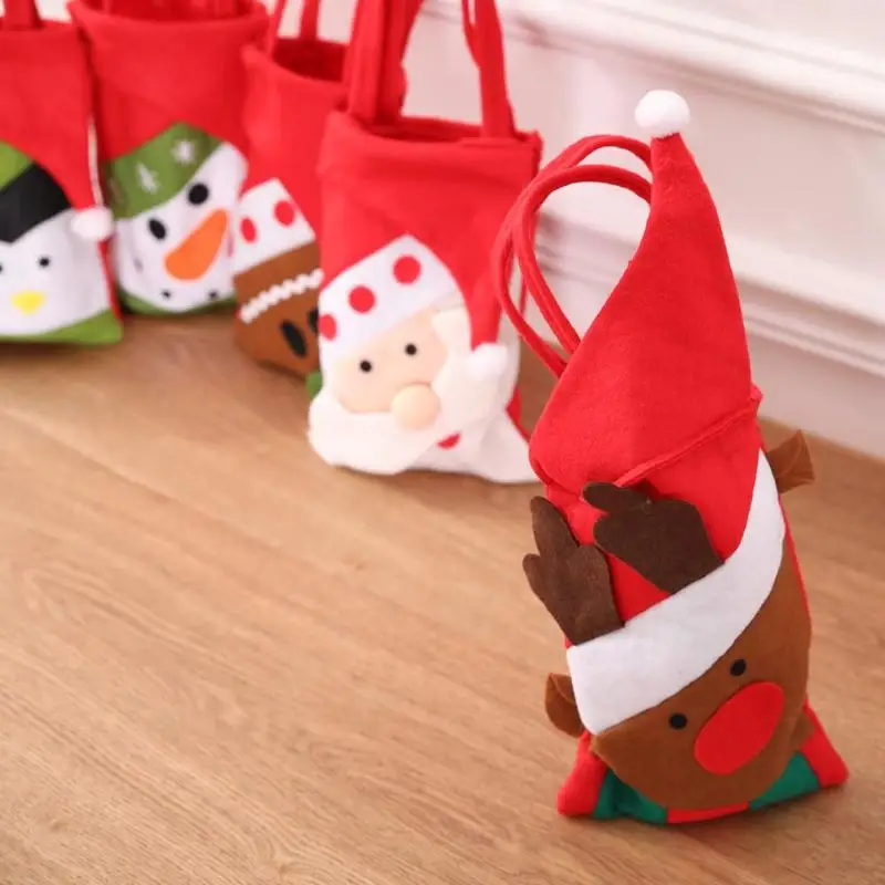 ChristmasTree Decor Gift Holders Santa Claus Snowman Elk Gift Bag Pouch Xmas Candy Holder New Year Products 33*11cm