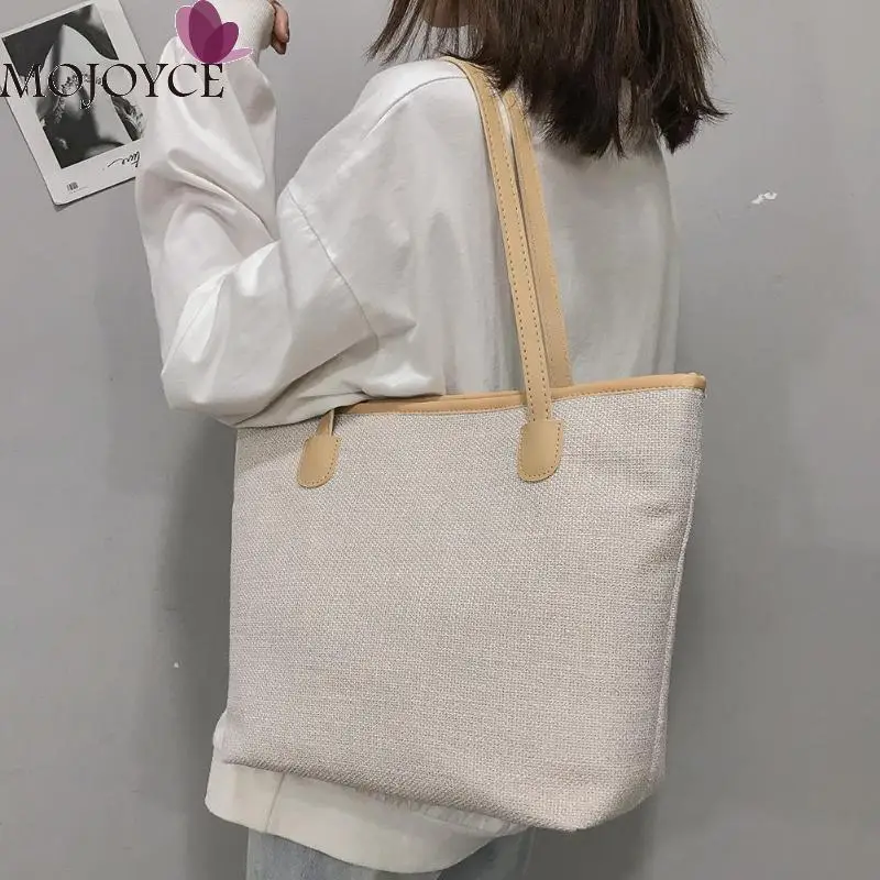 

Female Casual Canvas Handbag Women Large Capacity Shopping Pure Color Shoulder Bag Leidure Simple Totes