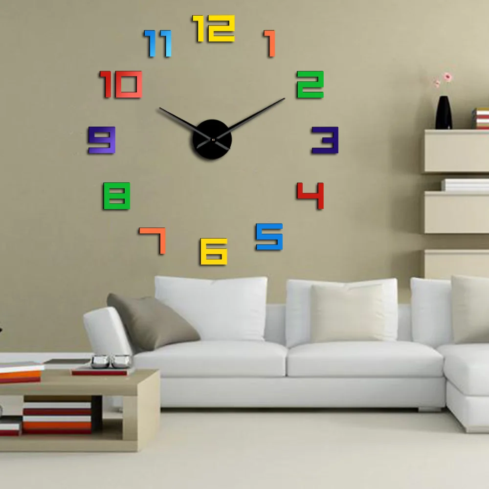 Other Home & Living Colorful Numbers Wall Clock Rainbow Colors DIY