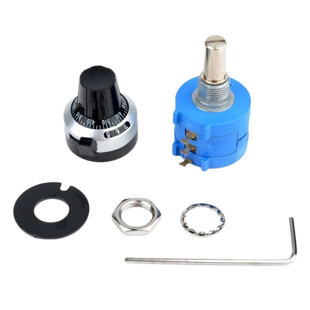 

3590 10 Turn Potentiometer 50k Ohm Wirewound Multiturn Adjustable Resistor Precision with Rotary Dial Knob 6mm Shaft Switch