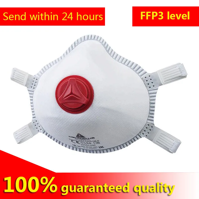 

5 PCS FFP3 mask Non woven synthetic fibre facial filtering part adjustable straps Moulded Nose clip Exhaltation valvemasks 2020