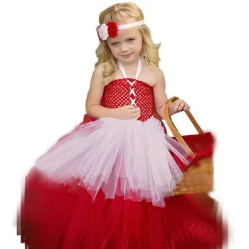 

3-11T Cosplay Baby Girl bow cross Red Tutu Dress Little Red Hood Photo Prop Costume Girls Double cake Princess Party Dress