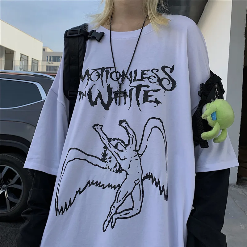 Lychee Harajuku, женская футболка с буквенным принтом ангела, топ, футболка, пэчворк, с круглым вырезом, женские футболки, Поддельные 2 штуки, женские футболки, топы, футболки