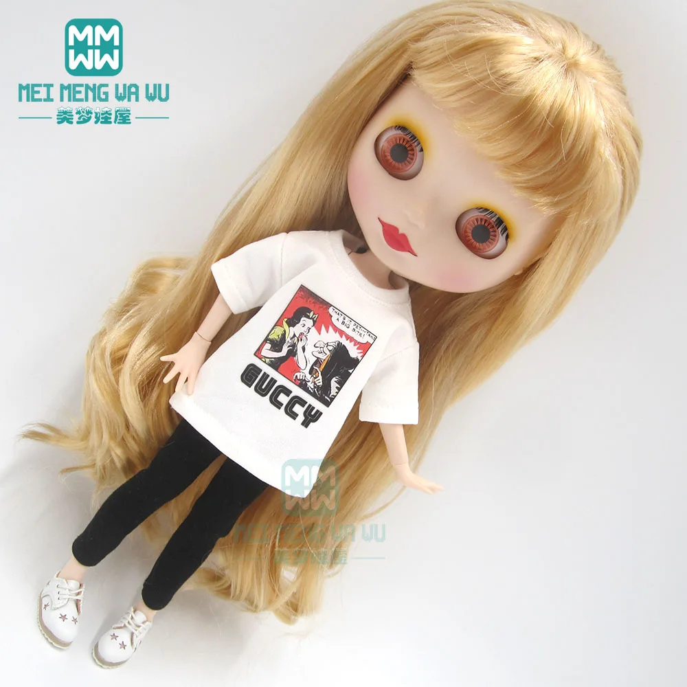 Модная белая футболка Blyth clothe повседневная кожаная обувь для костюма Azone 1/6