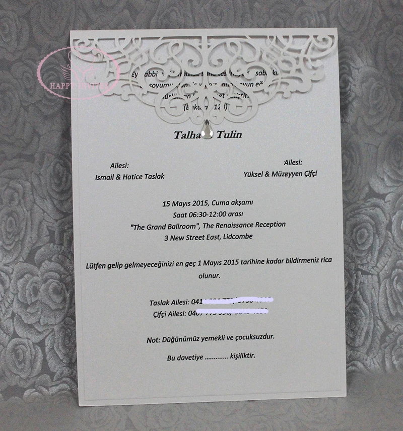 HI3027-03 Customize Laser Cut Wedding Cards with Personal Printing  More Colors Available