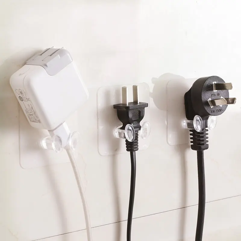 

Home Powerful Traceless Electrical Appliances Plug Hook Wholesale Transparent Paste Power Line Socket Electrical Head Hanger
