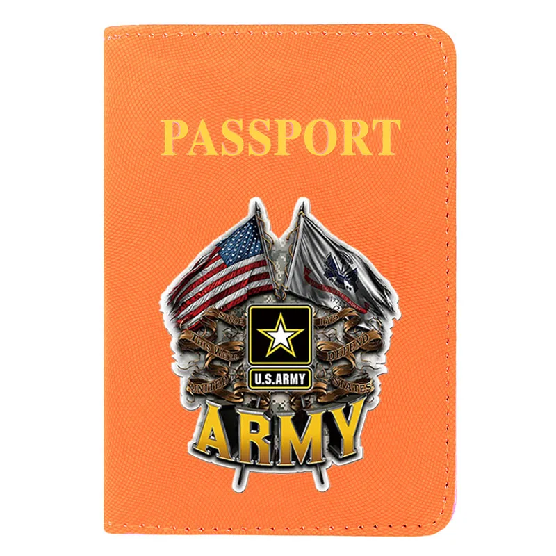 

2021 New Fashion United States Army Printing Women Men Passport Cover Leather Travel ID Credit Card Holder Pocket Wallet Bags