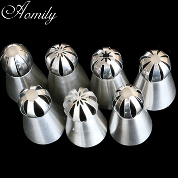 Amoliy 7Pcs Big Size Russian Pastry Icing Piping Torch Nozzles Decorating Tip Cake Cupcake Moldes Para Reposteria Bakery Tools