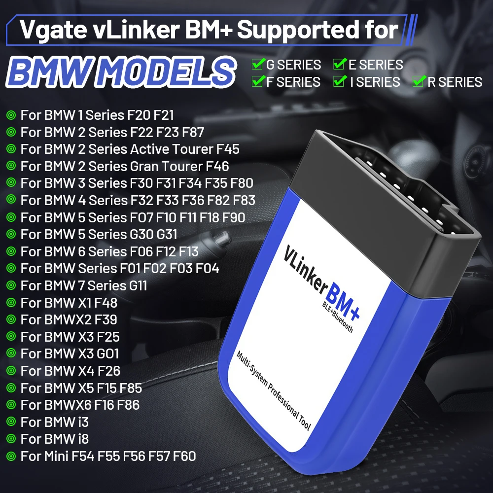 Vgate vLinker BM ELM327 V2.2 OBD2 Scanner Bluetooth-Compatible 4.0 Car Diagnostic Auto Tool Bimmercode PK ELM 327 For BMW 5