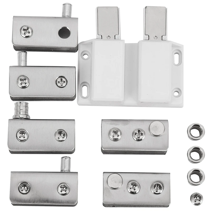 Shower Glass Cabinet Doors Hinges Clamp Magnetic Catch Set for 5-8mm Glass Shower Glass Cabinet Doors Hinges Clamp Magnetic Catch Set for 5-8mm Glass