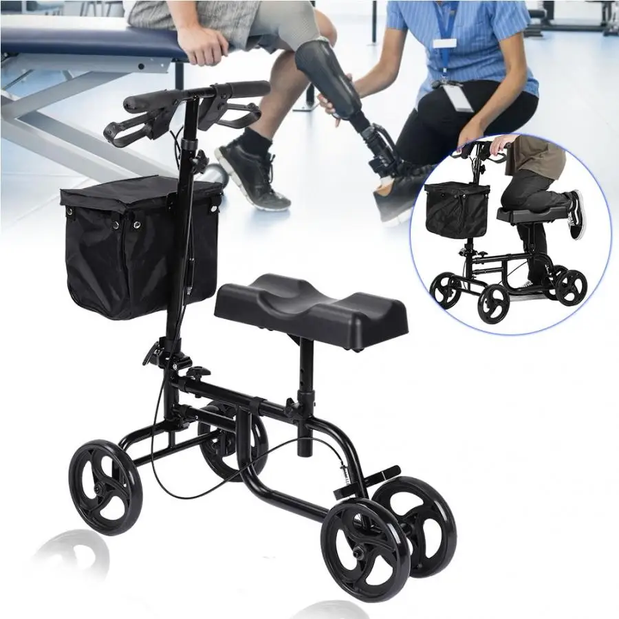 Steerable складные коленные ходунки скутер с тормозной корзиной Регулируемая по высоте приводная тележка для инвалидов