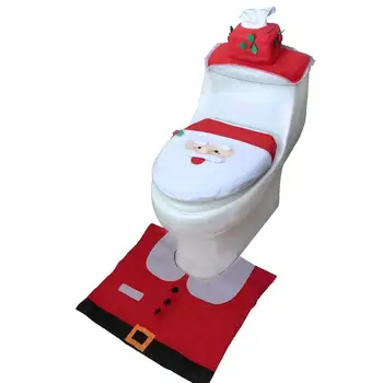

Bathroom Toilet Seat Cover Set Christmas Toilet Seat Cover Christmas Decorations Toilet Seat Cover Rug Tissue Box Cover 3pcs Set