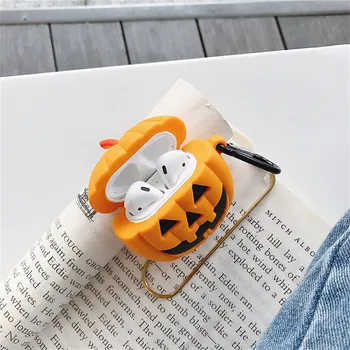 

Earphone Case Headbud Protective Pumpkin Silicone Anti-lost Protective Cover Skin Case Apples Air-Pods 1/2 Headset Earbud-L820