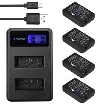 

4PCS Top 2400mAh LP-E12 LPE12 LP E12 Battery+LCD USB Dual Charger for Canon EOS M50,EOS M100 100D Kiss X7 Rebel SL1 Camera