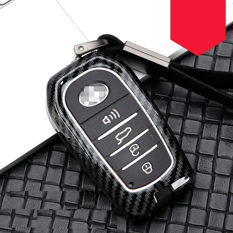 F key CarbonBlack Углеродное волокно сплав+ силикон автомобиль корпус умного ключа чехла для T Toyota RAV4 Hilux Fortuner Land Cruiser 2/3/4 кнопки - Color Name: F key CarbonBlack
