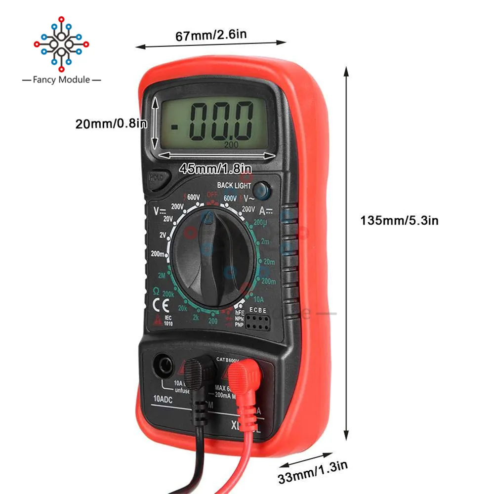 Diymore XL830L ЖК-дисплей подсветка портативный мультиметр AC DC Вольтметр Амперметр Омметр Напряжение Ток тест er с тестовыми выводами