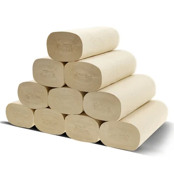 

Strong Soft 4-Ply Toilet Paper Bath Tissue Giant Roll 10 Rolls Household Bathroom Wood Roll Paper Towel Coreless Skin-Friendly
