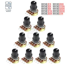 5PCS WH148 Potentiometer 1K 2K 5K 10K 20K 50K 100K 500K 1M Ohm 15mm 3 Pin Linear Taper Rotary Potentiometer for Arduino + Cap