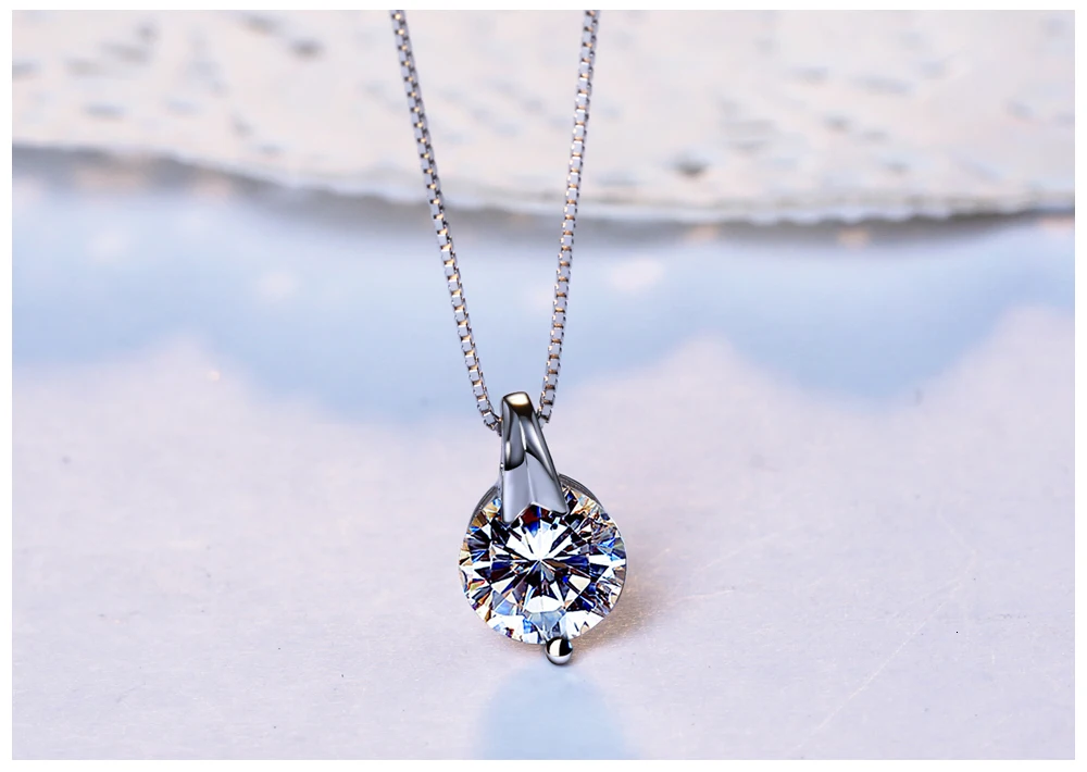 DreamCarnival 1989 New Silver 925 jewelry Round Zircon Super Bright Cubic Zirconia Fashion Pendant Necklaces for Women SZ10957R (Clear 6-7mm 40cm) 14 H16e217a9afb04a16a4c1fab2de711f76u