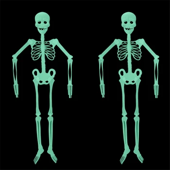 

100 pcs 90cm Dark Glow Skull Horror Luminous Movable Skull Skeleton Halloween Props Halloween Event Party Decoration House Decor