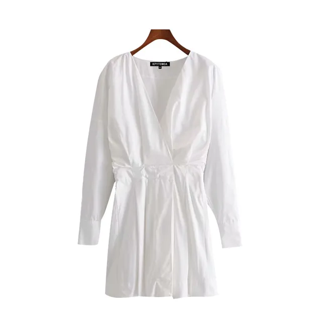 white wrap mini dress