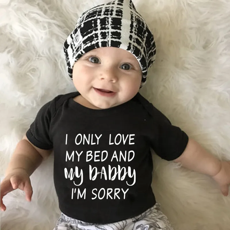 Футболки с надписью «I Love My Daddy» для новорожденных, для маленьких мальчиков и девочек, комбинезон для новорожденных, одежда на рост комбинезоны, одежда для детей с круглым вырезом пуловер-комбинезон наряд