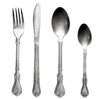 

Dinnerware Set Retro Cutlery Stainless Steel Knife Fork Dessert Spoon Kitchen Tableware Steak Fruit Flatware,4Pcs