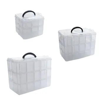 

Transparent Storage Box Clear Stationery Organizer Cosmetics Tape Art Supplies Case Holder with Detatchable Compartments