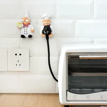 

Home Kitchen Wall Storage Hook Power Plug Socket Holder Resin Chef Wall Adhesive Hanger 1pc