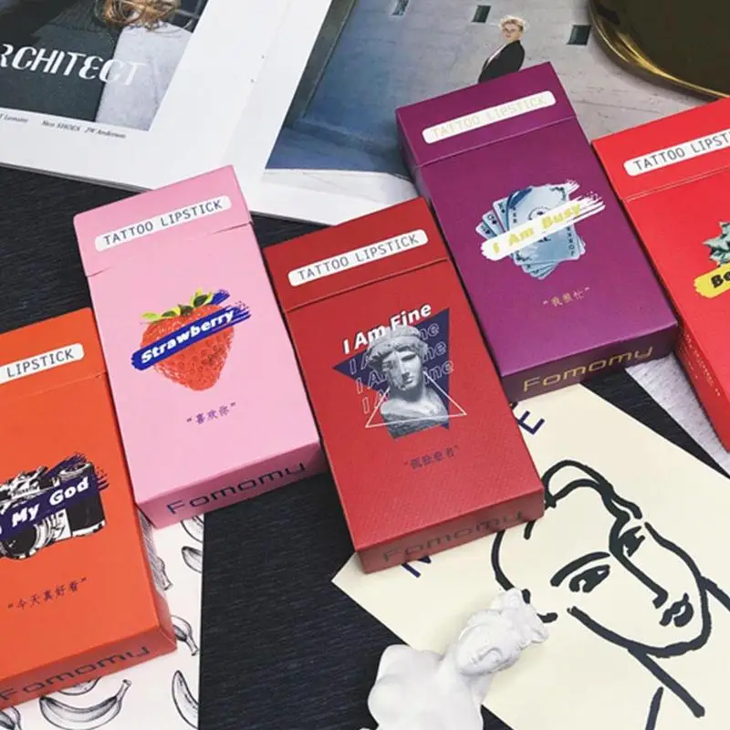 Новое поступление красная помада сигарета чехол ватный тампон корейский