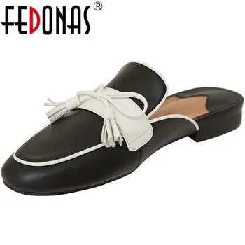 

FEDONAS Brand Design Women Cow Leather New Sandals Prom Thick Heeled 2020 Spring Summer New Butterfly Knot Fashion Shoes Woman