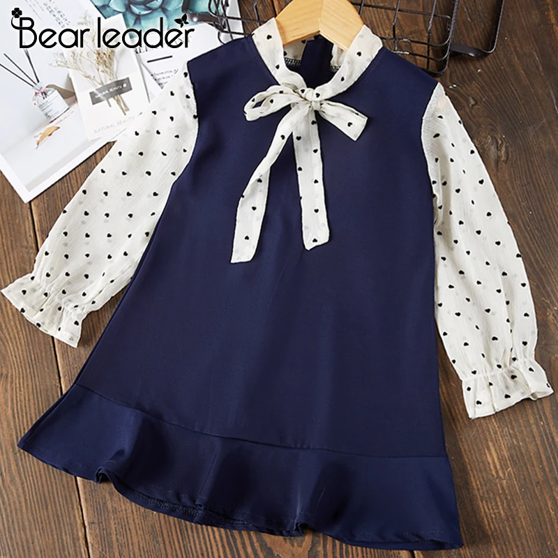 Bear Leader/джинсовое платье для девочек; коллекция года; комплект одежды для детей; Осенняя повседневная одежда для девочек; платье; детская одежда