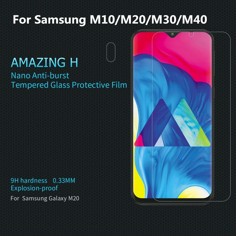 

NILLKIN H/H+Pro For Samsung Galaxy M10 M20 M30 M40 Tempered Glass Screen Protector Front LCD Guard + Camera Stick Anti-Scratch