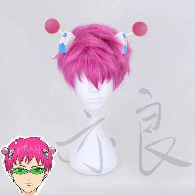 Saiki-Peluca de Cosplay de Anime kuso no sai-nan, tocado corto de pelo rosa,  horquilla de dibujos animados Saiki kuso, pinza para el pelo, accesorio  para disfraz de Halloween _ - AliExpress Mobile