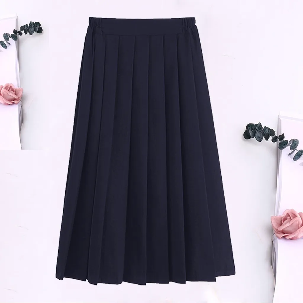Плиссированная юбка с талией, осенняя Новинка, женская модная школьная форма, чистый цвет, высокая талия, юбка, учебный стиль, длинные юбки, юбка 11,27