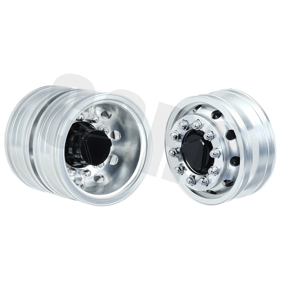 

2PCS High Quality CNC Metal Alloy Front Rear Wheel Hub Rim For 1/14 Tamiya RC Car Tow Drag Trailer Truck Man Scania