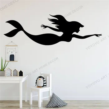 

DIY Mermaid Nymph Girl Tail Hair Beauty Fish Wall Decal Vinyl Sticker Waterproof Children Mural for Bathroom Home Decor Q150