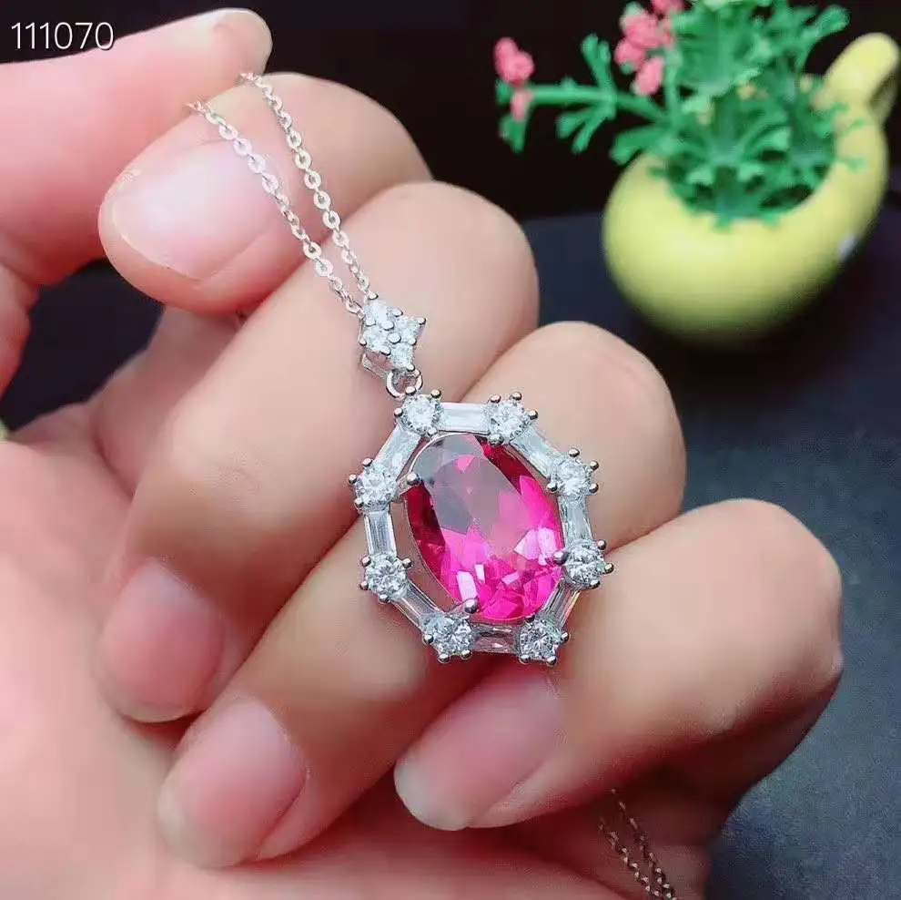 Platinum necklace Порошок топаз S925 Кольцо Серьги Кулон ожерелье Набор Мода подходит для женщин - Цвет камня: Platinum necklace