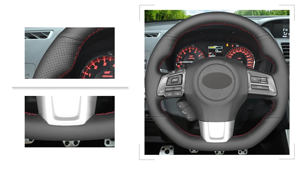 Черный PU искусственная кожа DIY Ручная сшитая крышка рулевого колеса автомобиля для Subaru WRX(STI)- Levorg