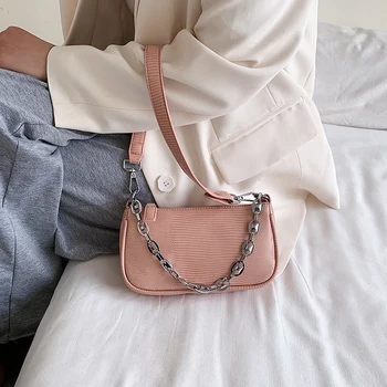 

MINI PU Leather Shoulder Bags For Women 2020 Chain Design Luxury Hand Bag Female Travel Solid Color Simple Purses