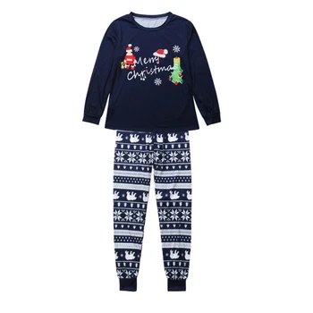

2019 Christmas Family Parent-child Cotton Soft Two-piece Pajamas Children Clothing Hat Suit Printing Home Service