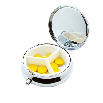 

50psc 3 Compartment Pill Box Portable Silver Container Travel Pill Box Separate Storage Tablet Container Medicine Box