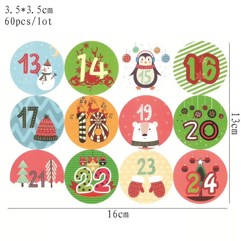 60pcs Lot Christmas Advent Calendar 1 24 Numbers Stickers Christmas Calendar Paper Stickers Navidad Diy Decoration For Home Advent Calendars Aliexpress