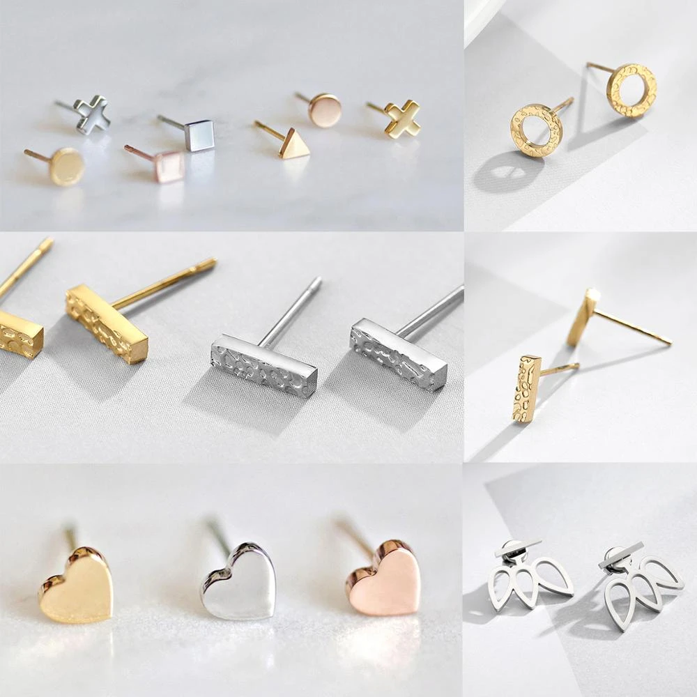 Pendientes minimalistas De acero inoxidable para Mujer, Aretes con De corazón triangular, Piercing|Aretes| - AliExpress