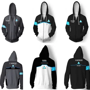 

Game Detroit: Become Human KARA Hoodies Sweatshirt Cosplay Costume Connor Cosplay Uniform Men Jacket RK800 Coat